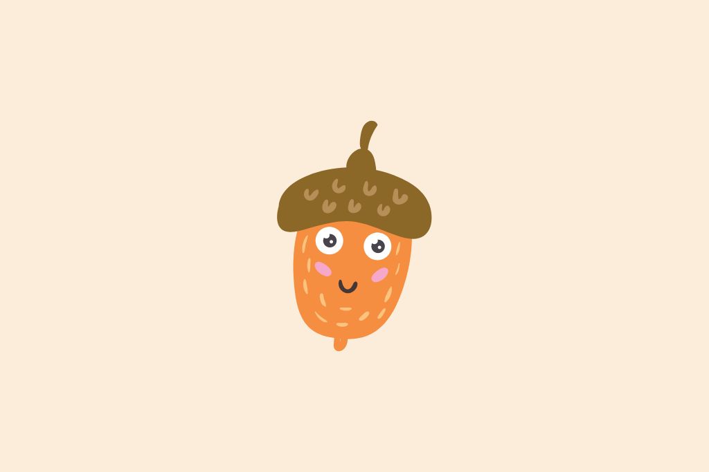 a smiling acorn