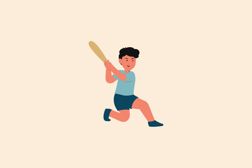 a boy hitting hard with his bat while playing baseball