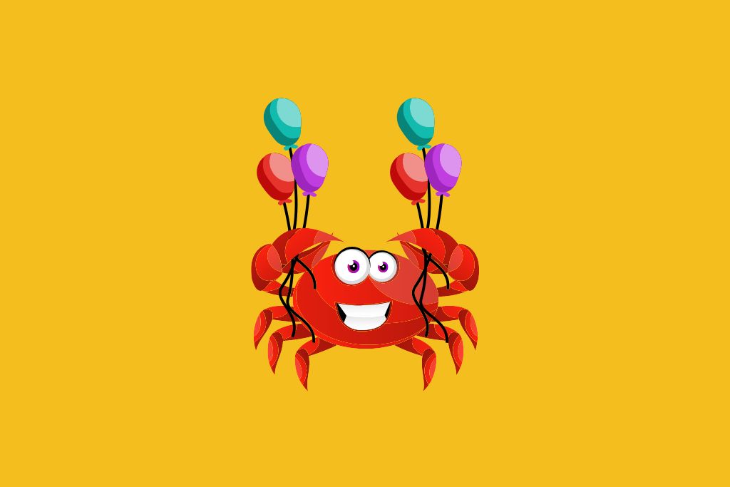 Lobster happy with balloons