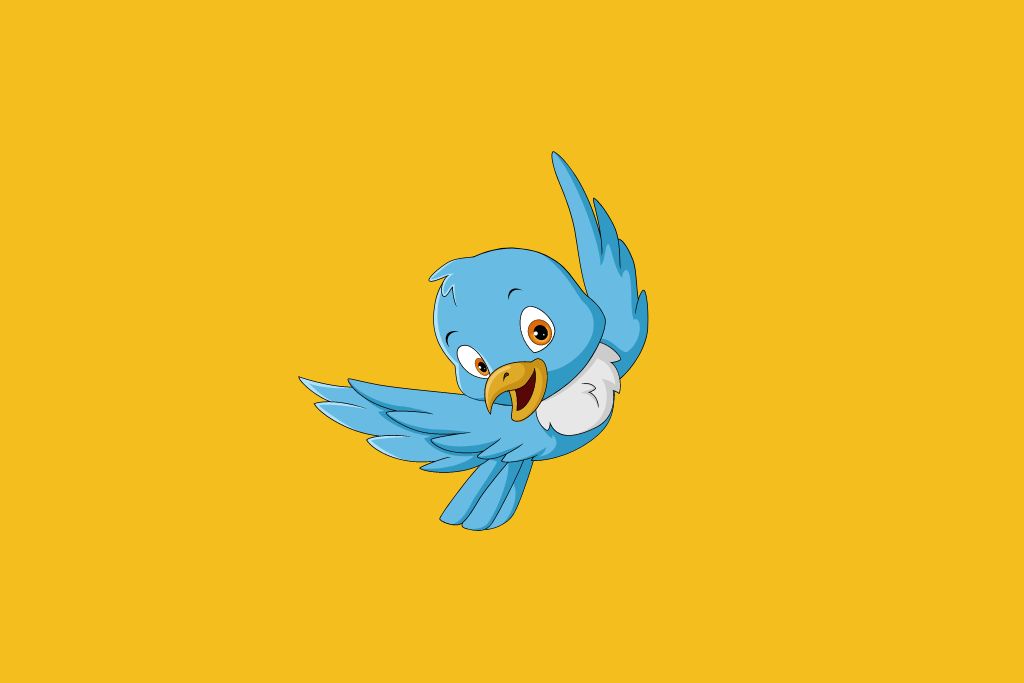 a happy blue bird is flying