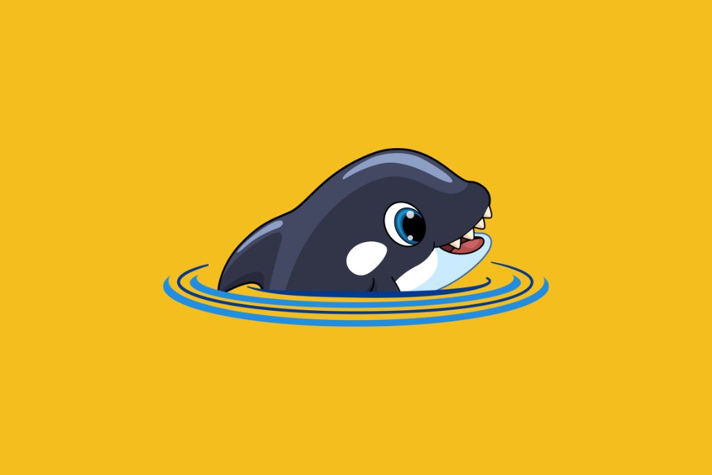 A happy dolphin is swimming