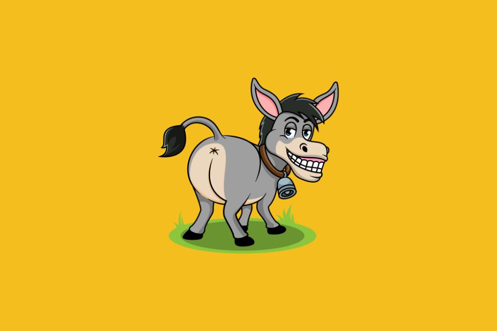 a happy donkey in the farm