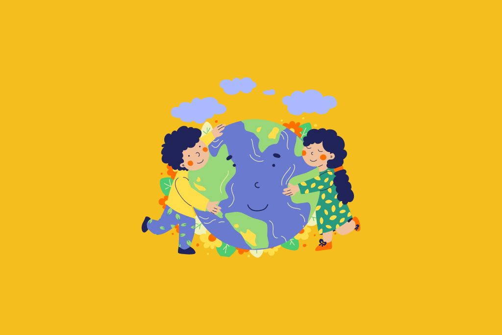 kids loving earth