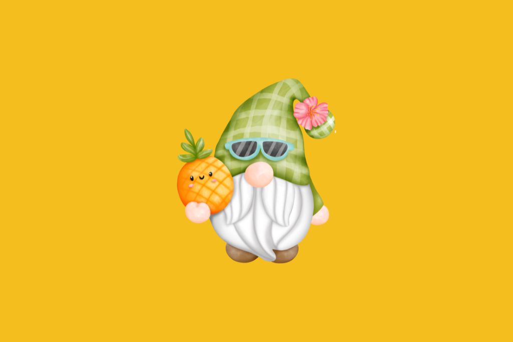 gnome carrying pineapple
