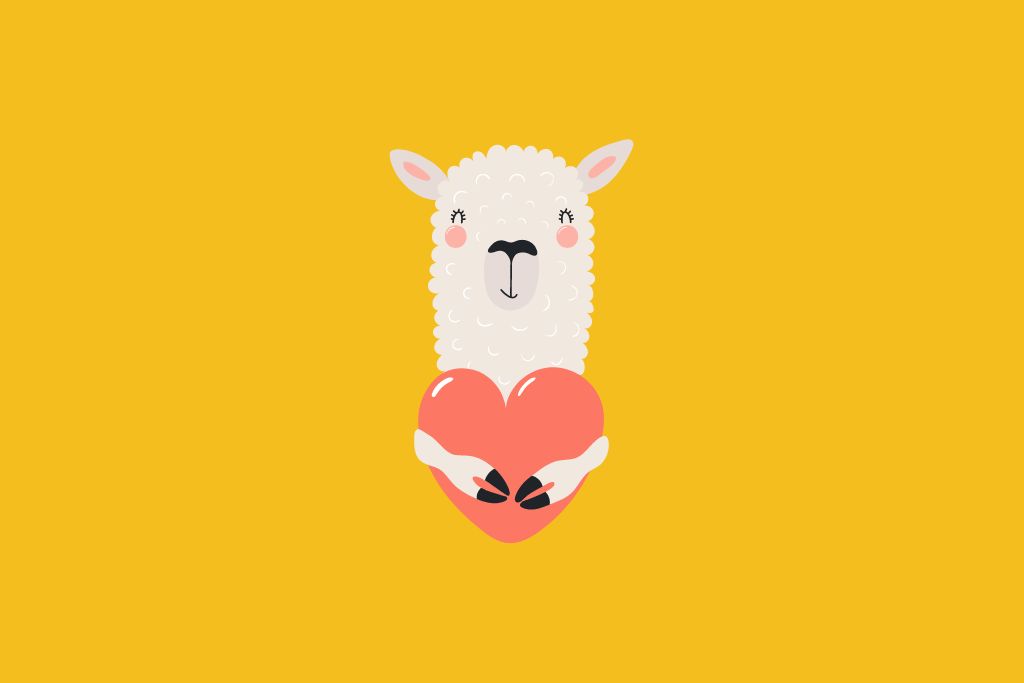 a lamb tightly holding a heart