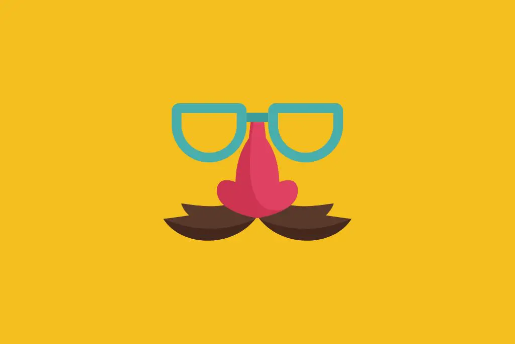 a red nose with big mustache and glasses