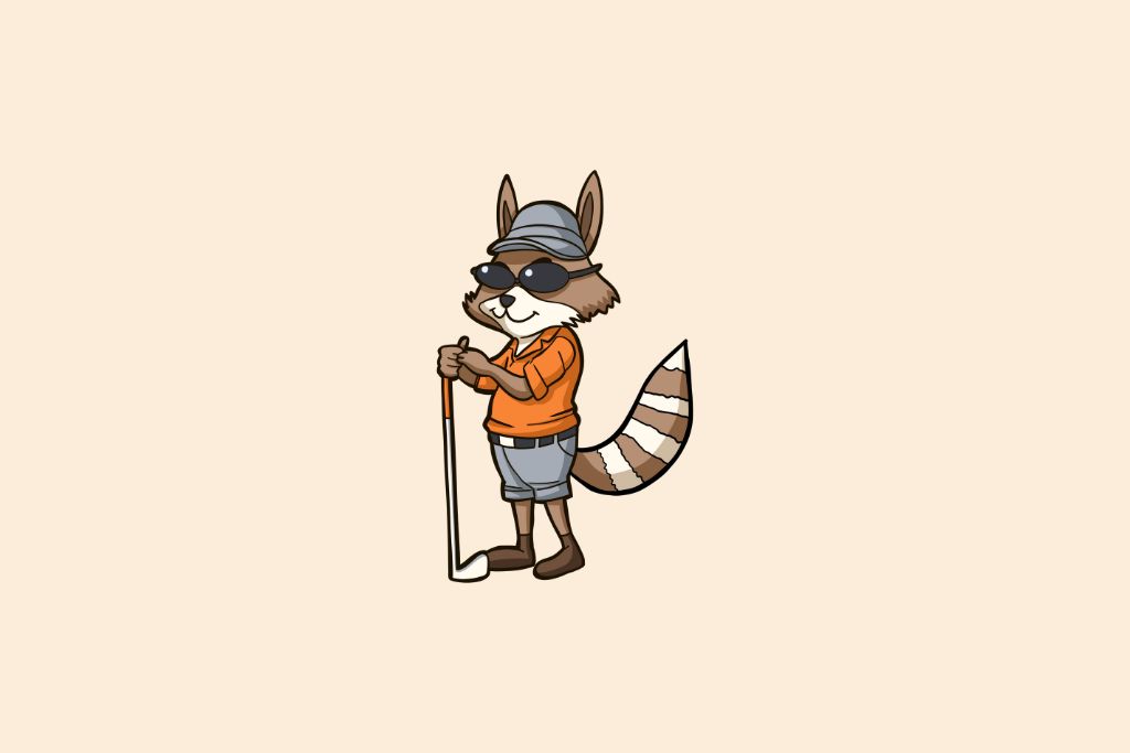 Raccoon playing golf
