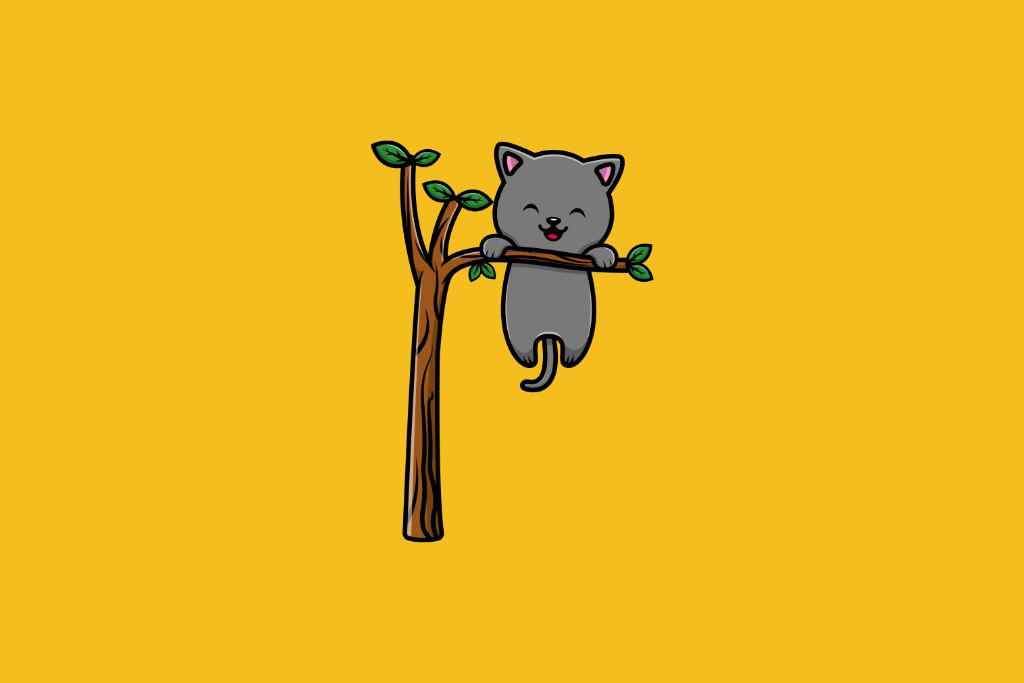 cat climbing on a tree