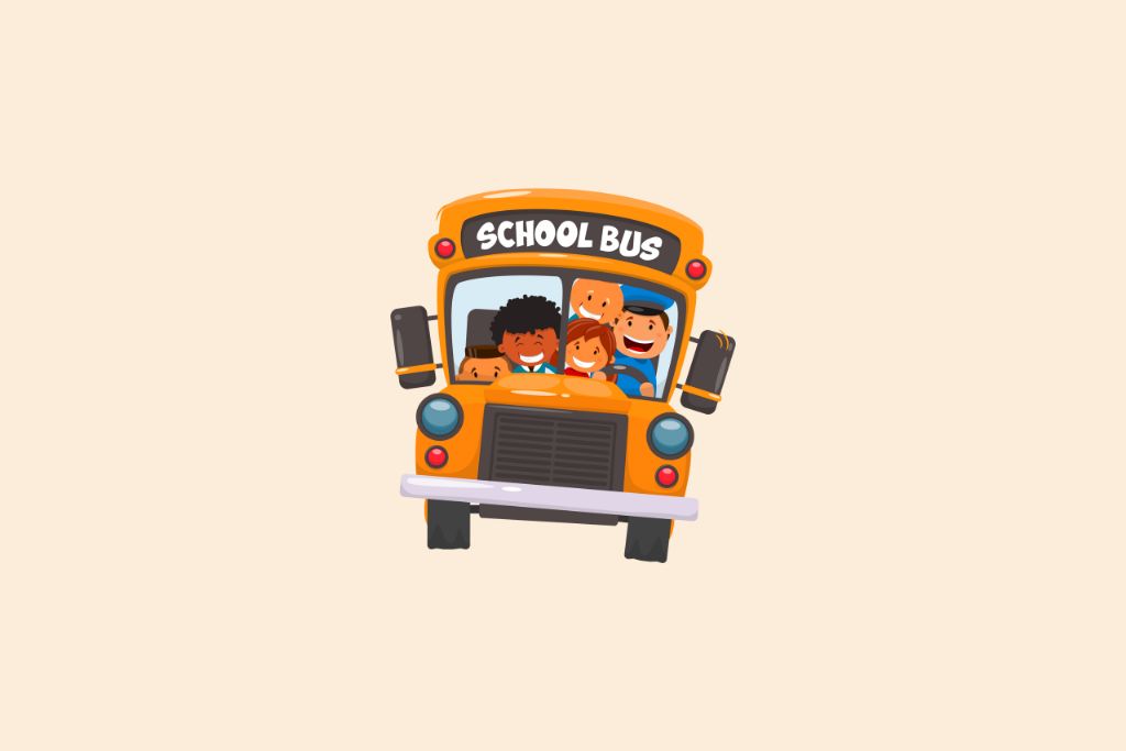 kids happy in their school bus