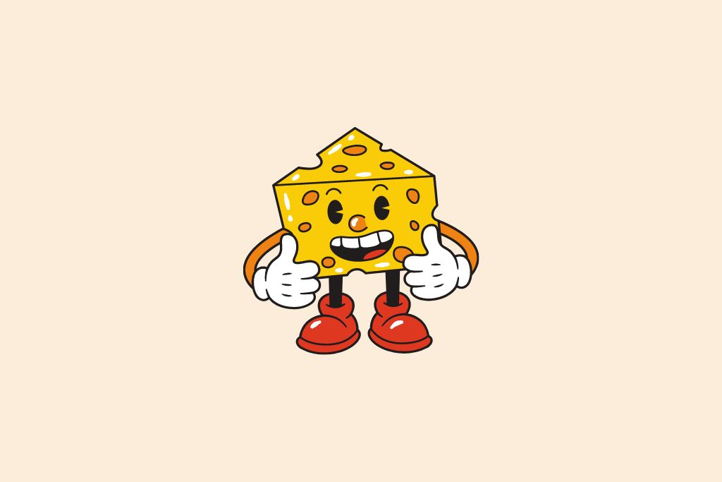 a happy and yummy cheese slice