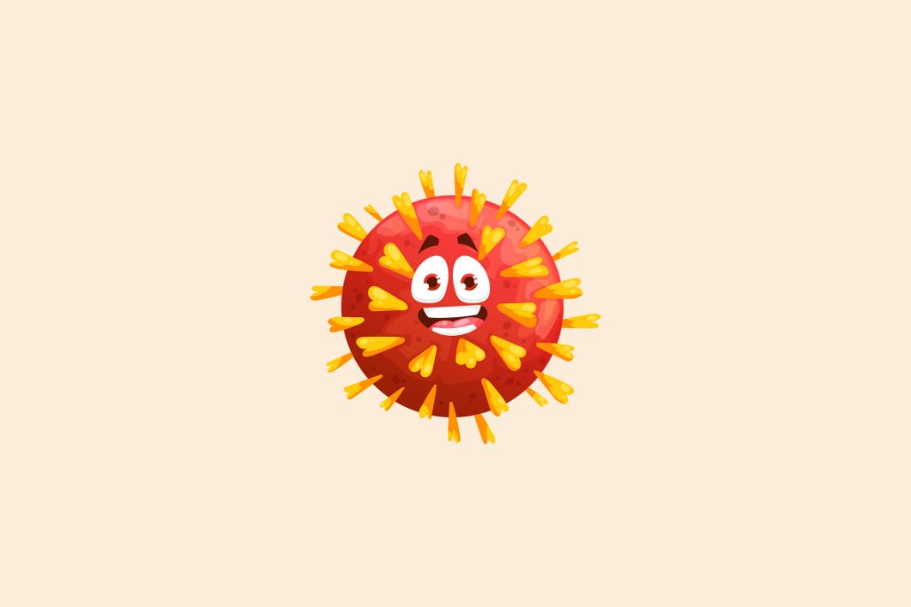 a happy red Coronavirus