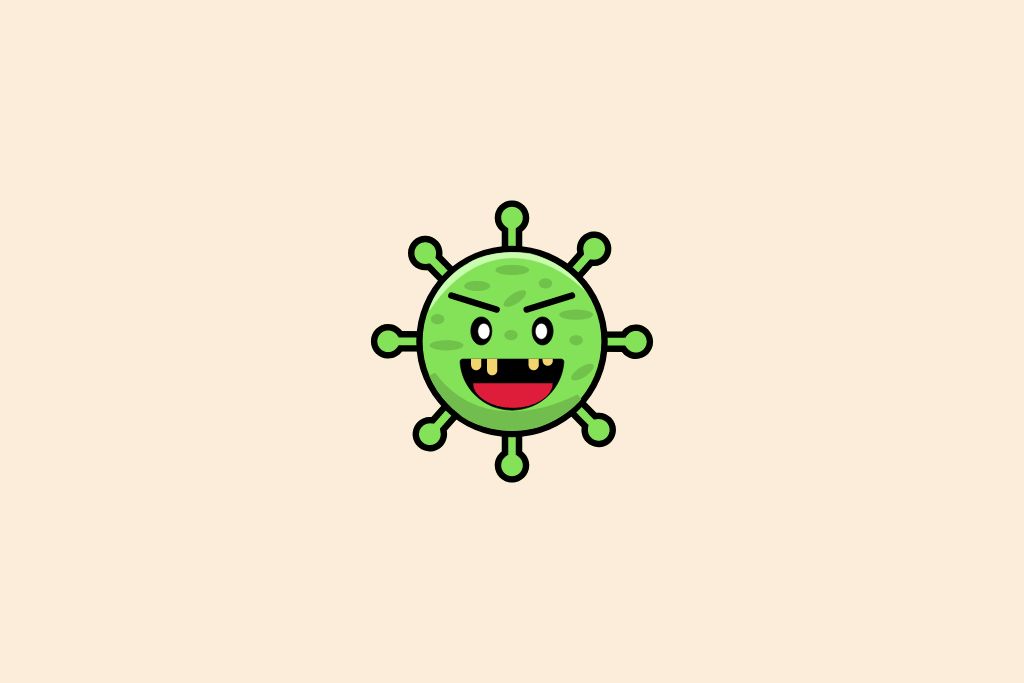 a happy green Coronavirus